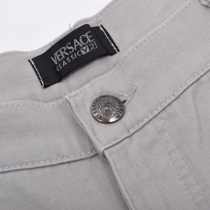 Vintage V2 Versace 5 Pocket Hose Größe W32 ca. 38cm Made in Italy - Grau-Beige