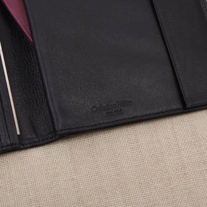 NOS Creation Weiss Büffelleder Reisebrieftasche - Schwarz