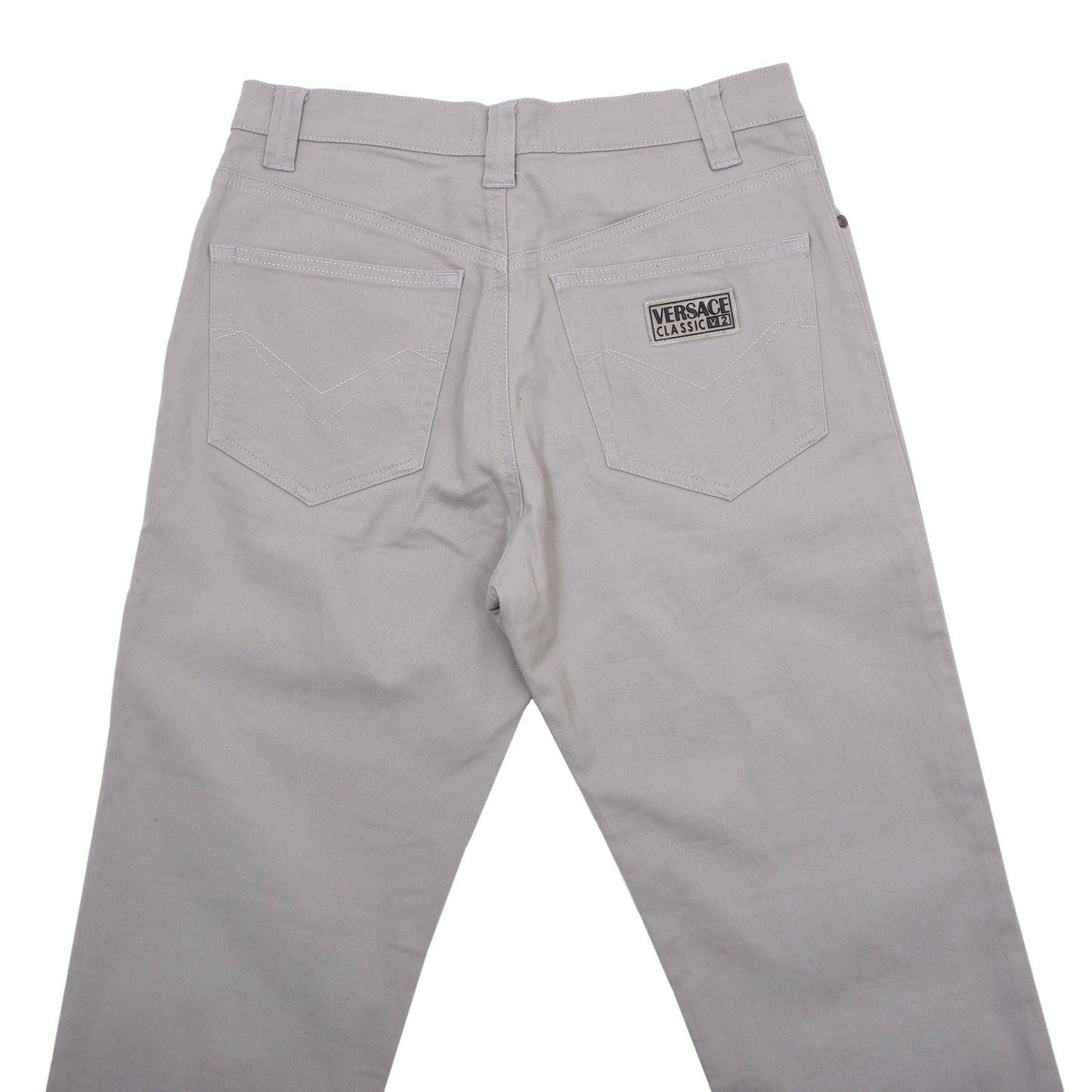 Vintage V2 Versace 5 Pocket Hose Größe W32 ca. 38cm Made in Italy - Grau-Beige