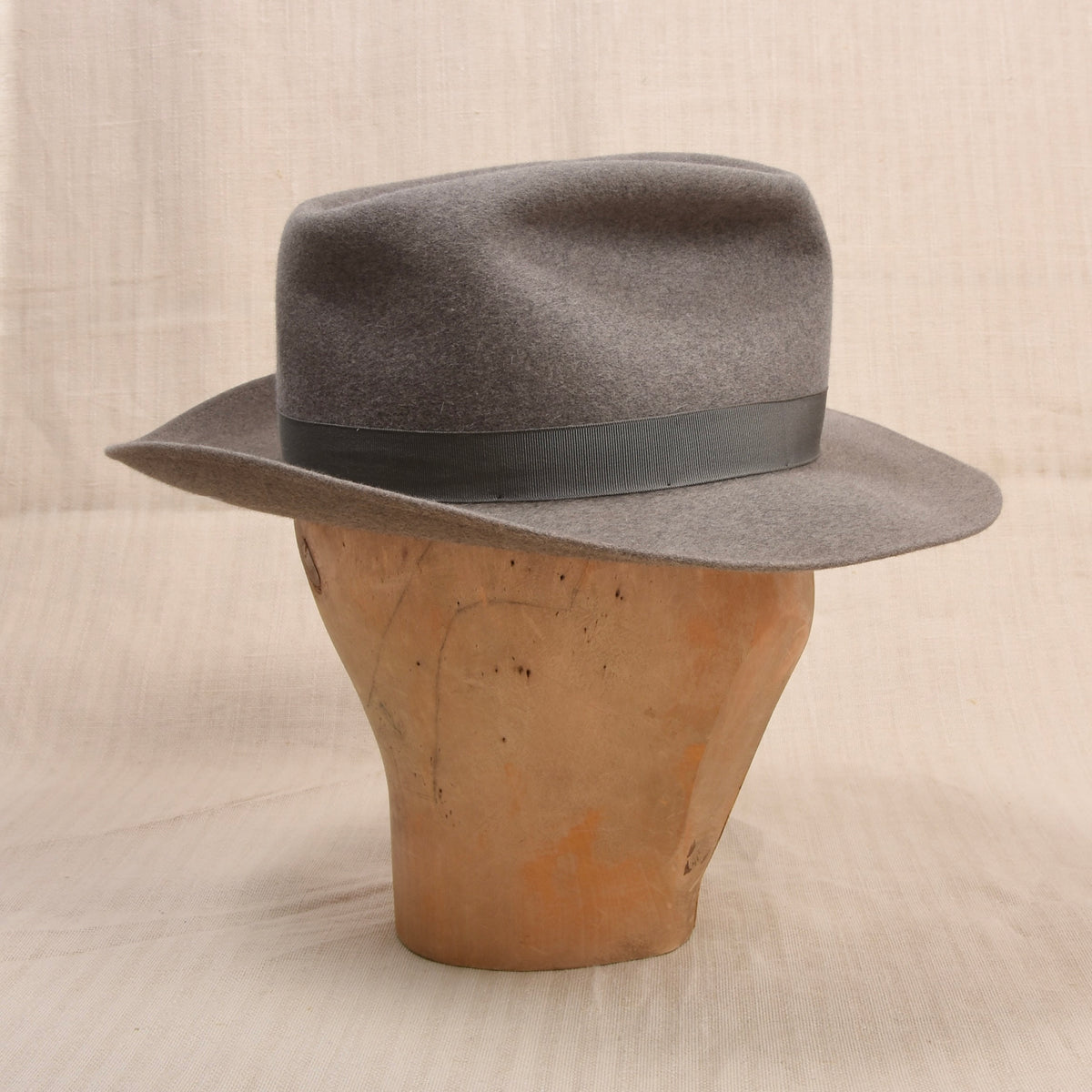 Vintage Borsalino Fellfilz Hut Made in Italy ca. 54cm - Grau