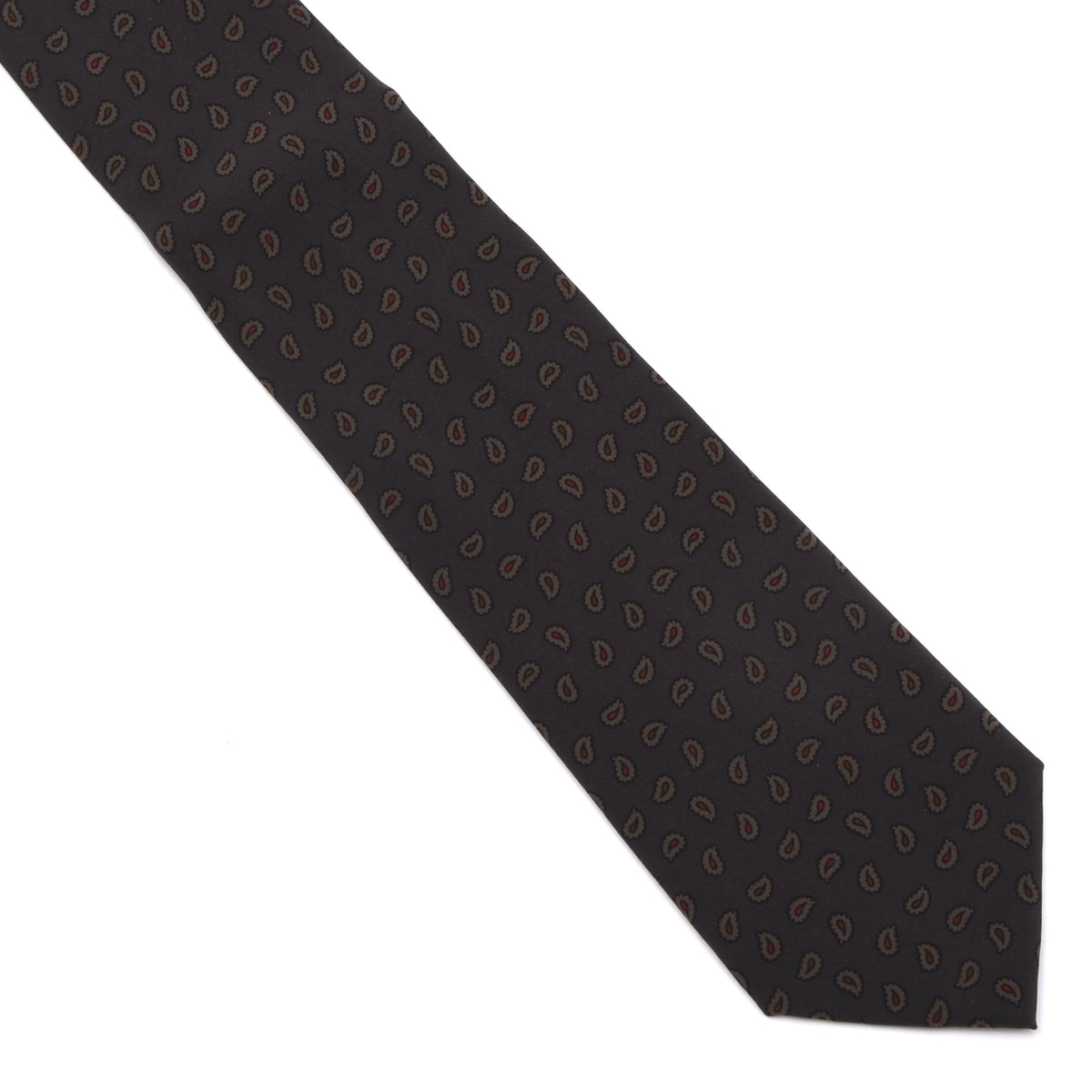 Vintage Altea Milano Ancient Madder Silk Tie 140cm - Brown-Grey Paisley