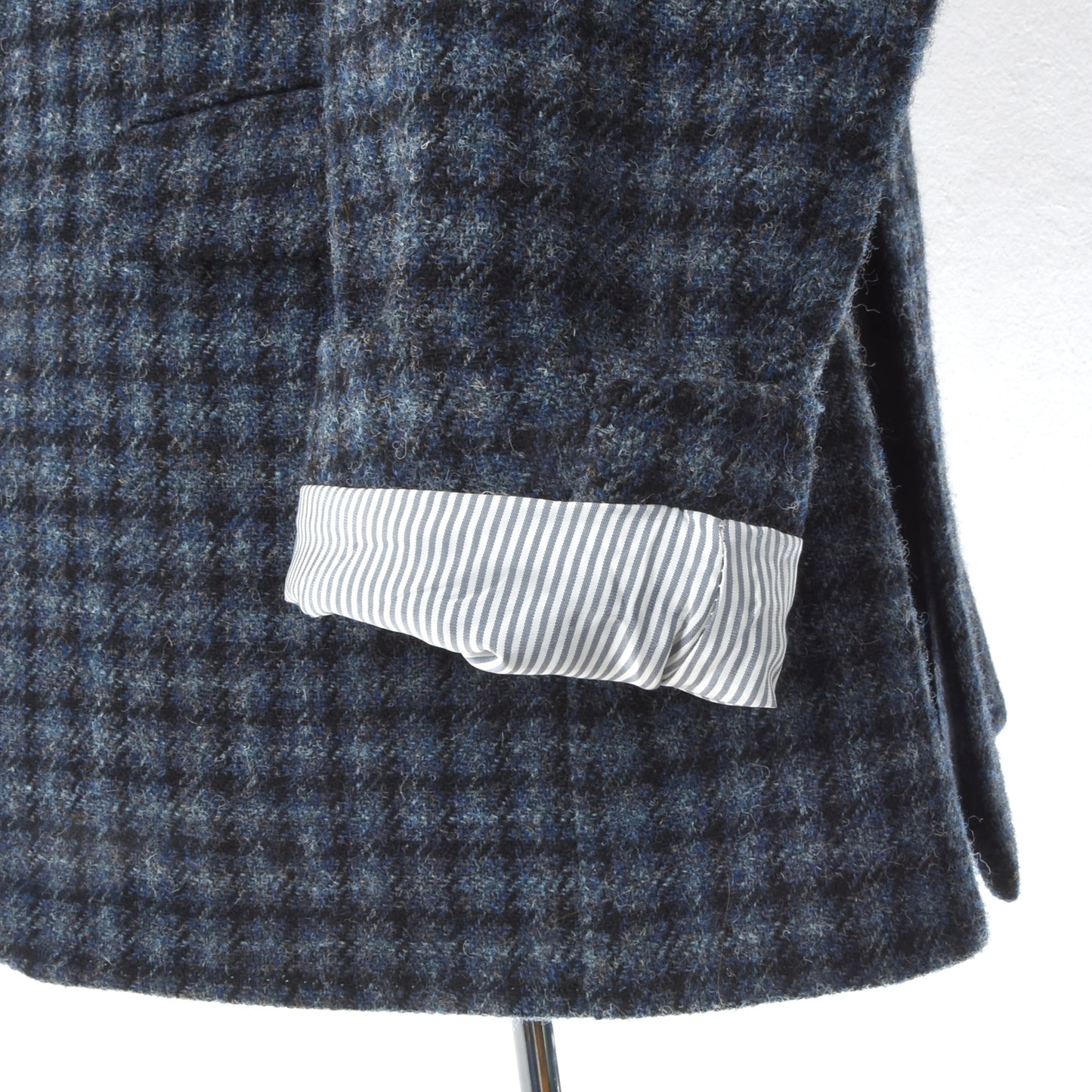 Barutti Harris Tweed Jacket Size 27/S44 ca. 58.5cm - Blue Plaid