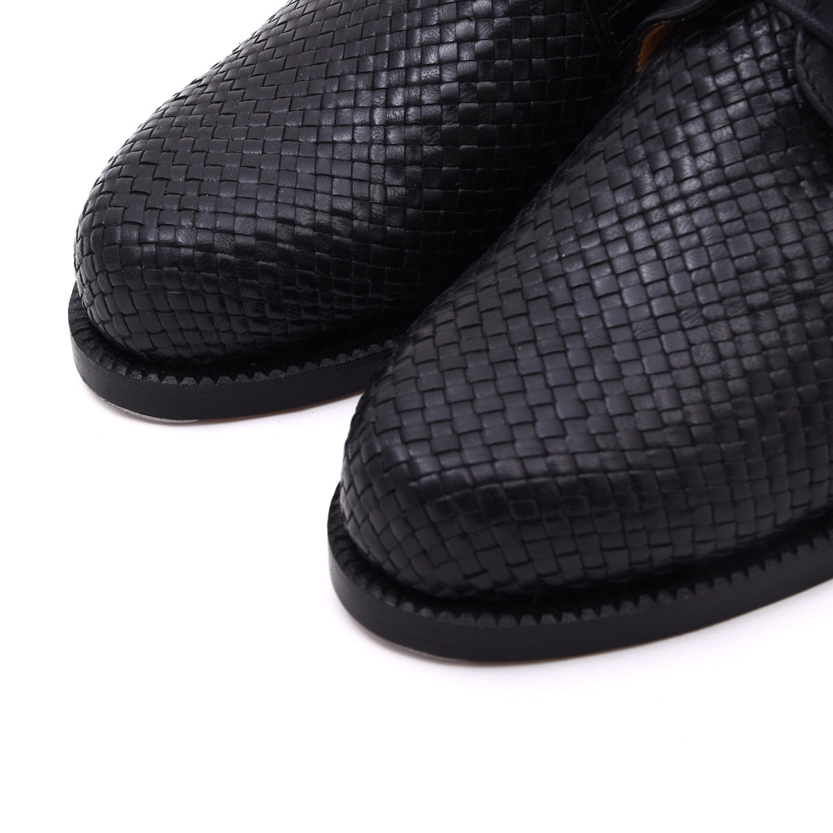 Handmacher Loafers aus gewebtem Leder Größe 6.5 - Schwarz