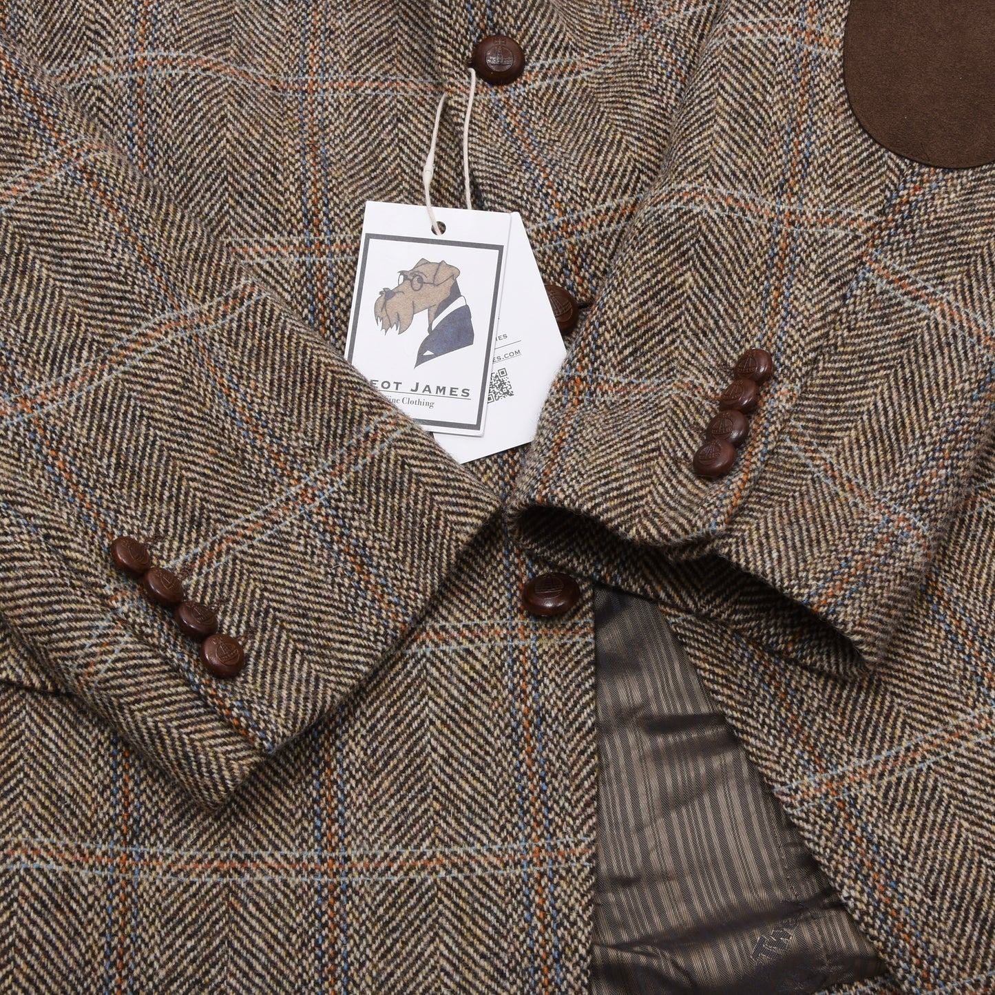 Barutti Harris Tweed Sakko Gr. 28/S46 ca. 62,5cm - Hellbraun Windowpane