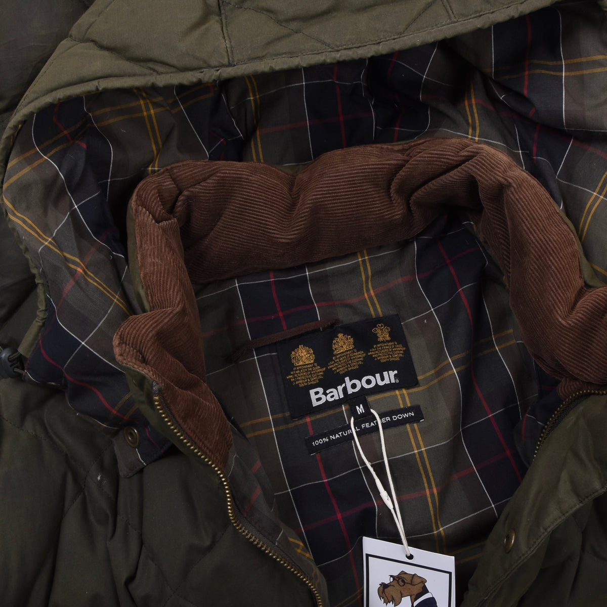 Barbour Waxed Baumwolle Daunen Pufferjacke (Explorer) Gr. M - Green