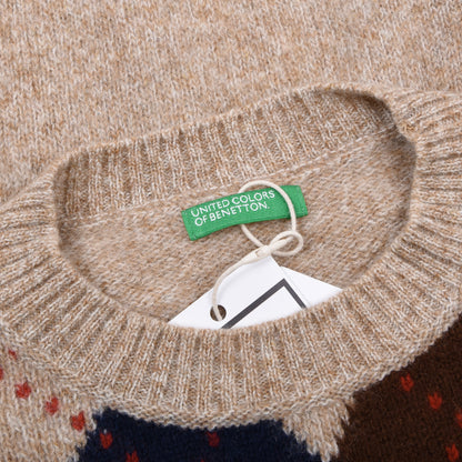 Benetton Wolle Pullover Brust 61 cm - Rautenmuster