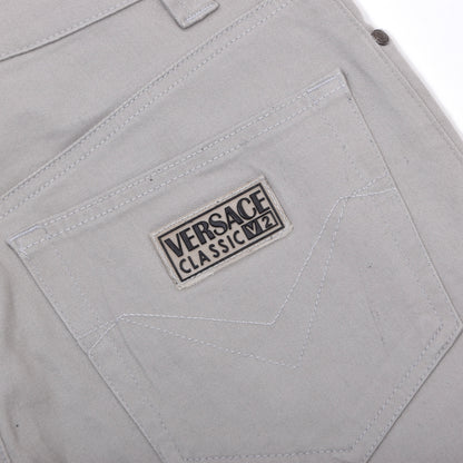 Vintage V2 Versace 5 Pocket Hose Größe W32 ca. 38cm Made in Italy - Grau-Beige