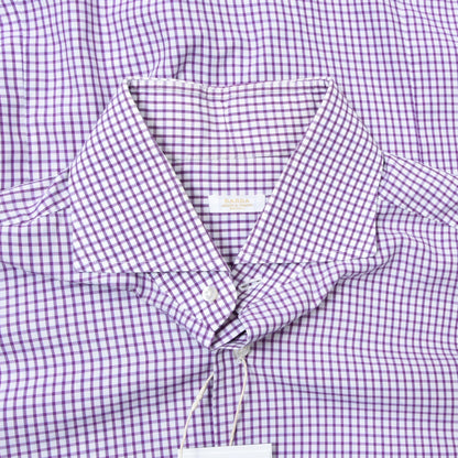 Barba Napoli Shirt Size 42 16/12 Chest ca. 57.5cm - Purple/White