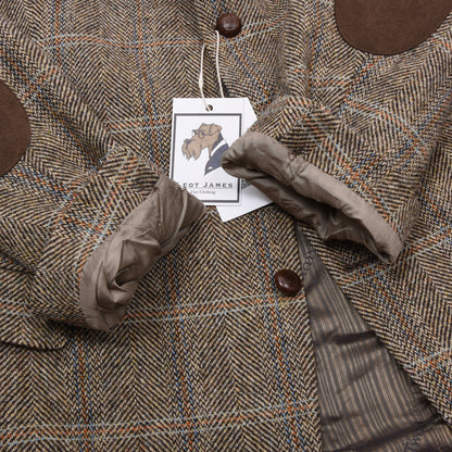 Barutti Harris Tweed Sakko Gr. 28/S46 ca. 62,5cm - Hellbraun Windowpane
