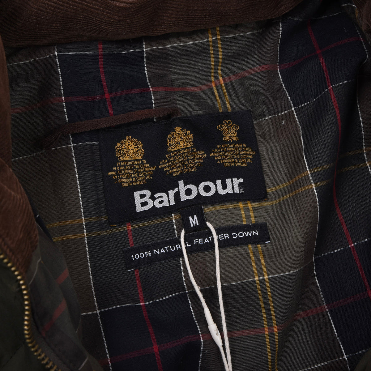 Barbour Waxed Baumwolle Daunen Pufferjacke (Explorer) Gr. M - Green
