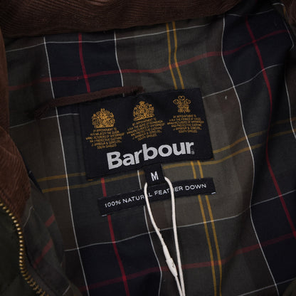 Barbour Waxed Baumwolle Daunen Pufferjacke (Explorer) Gr. M - Green