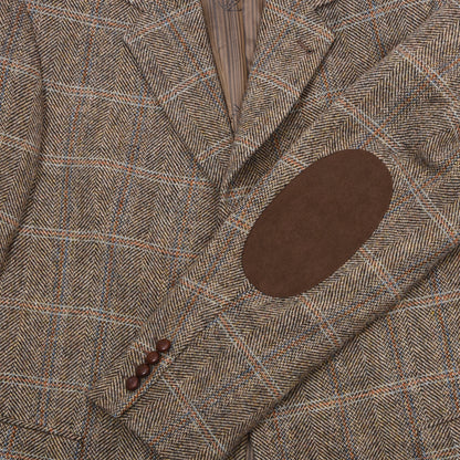 Barutti Harris Tweed Sakko Gr. 28/S46 ca. 62,5cm - Hellbraun Windowpane