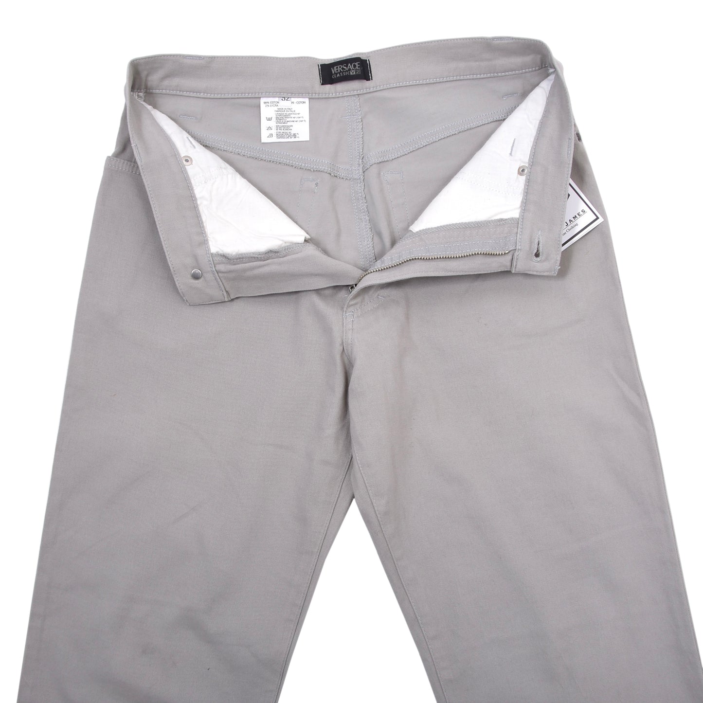 Vintage V2 Versace 5 Pocket Hose Größe W32 ca. 38cm Made in Italy - Grau-Beige