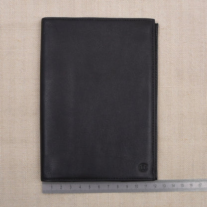 NOS Creation Weiss Büffelleder Reisebrieftasche - Schwarz