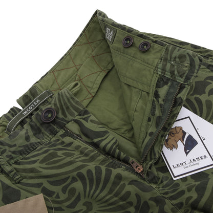 NWT Incotex Cotton Pants Size 30 ca. 38.5cm - Green Floral Print