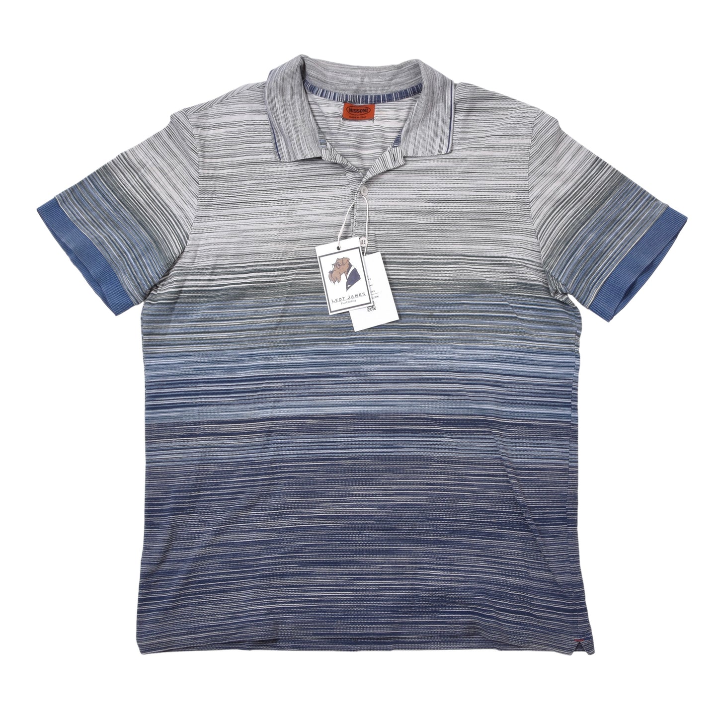 Missoni Polo Shirt Size L ca. 54.5cm - Blue Stripe