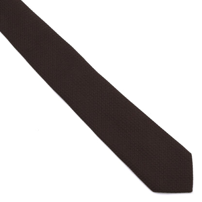 Classic Genadine Grossa Silk Tie Made in Italy - Brown