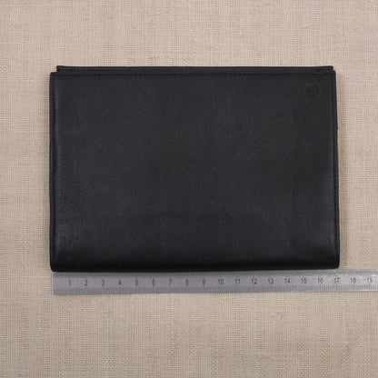 NOS Creation Weiss Büffelleder Reisebrieftasche - Schwarz