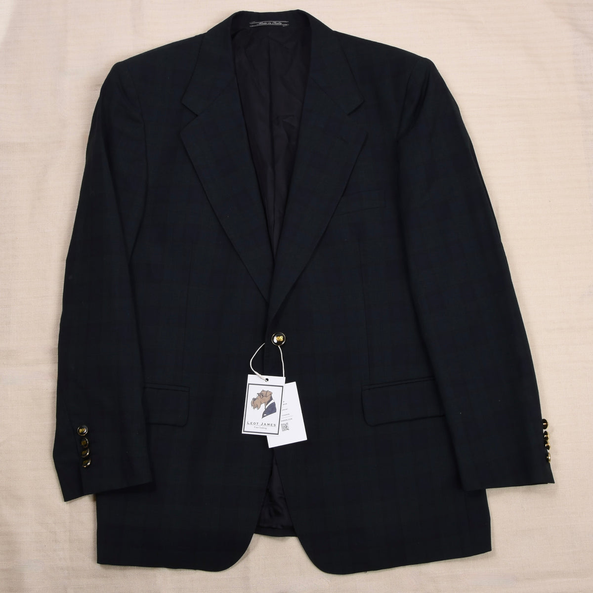Alex Wool Jacket Made in Italy Size 54  - Blackwatch