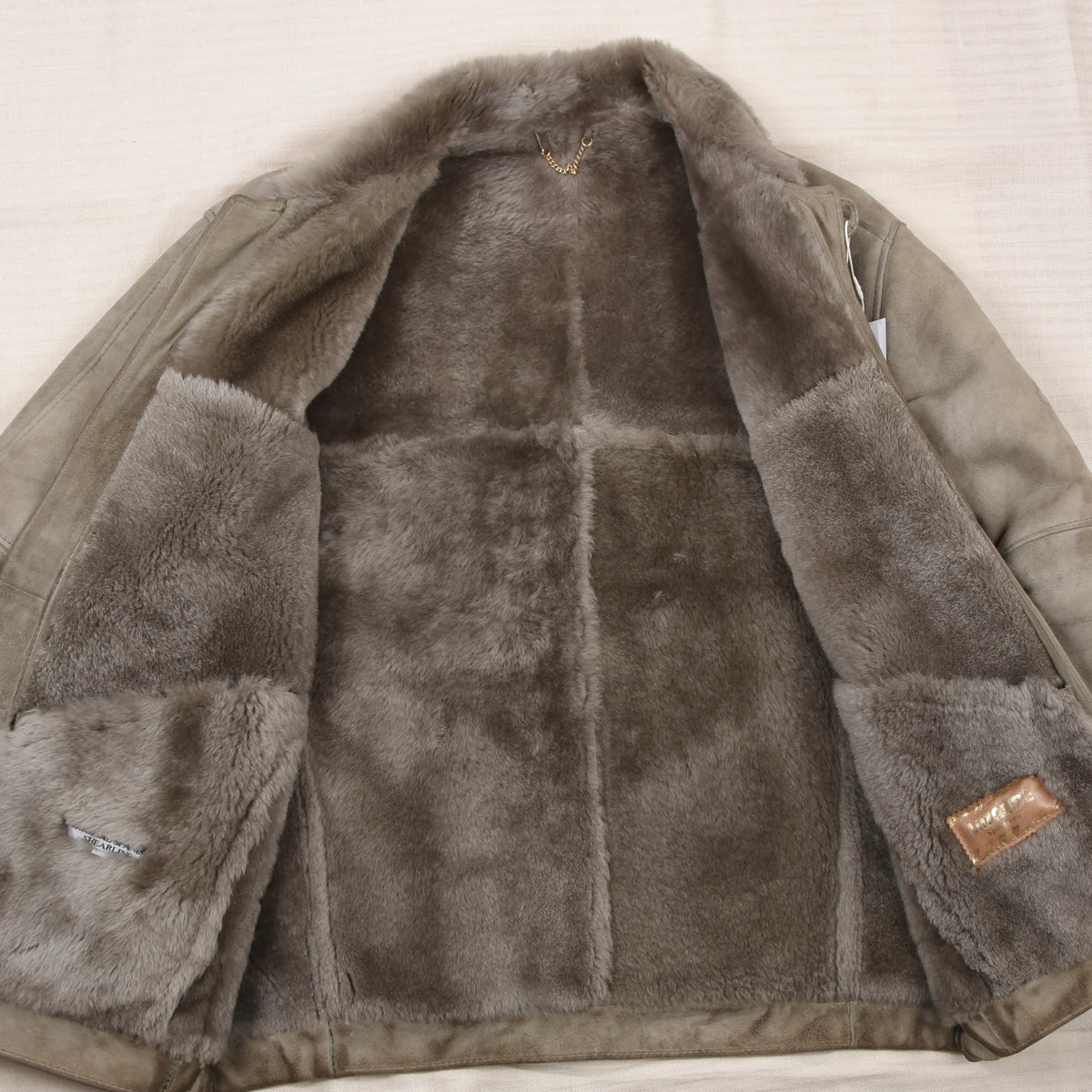Vintage Lazaride Jacke aus spanischem Shearling, Größe 50 - Taupe
