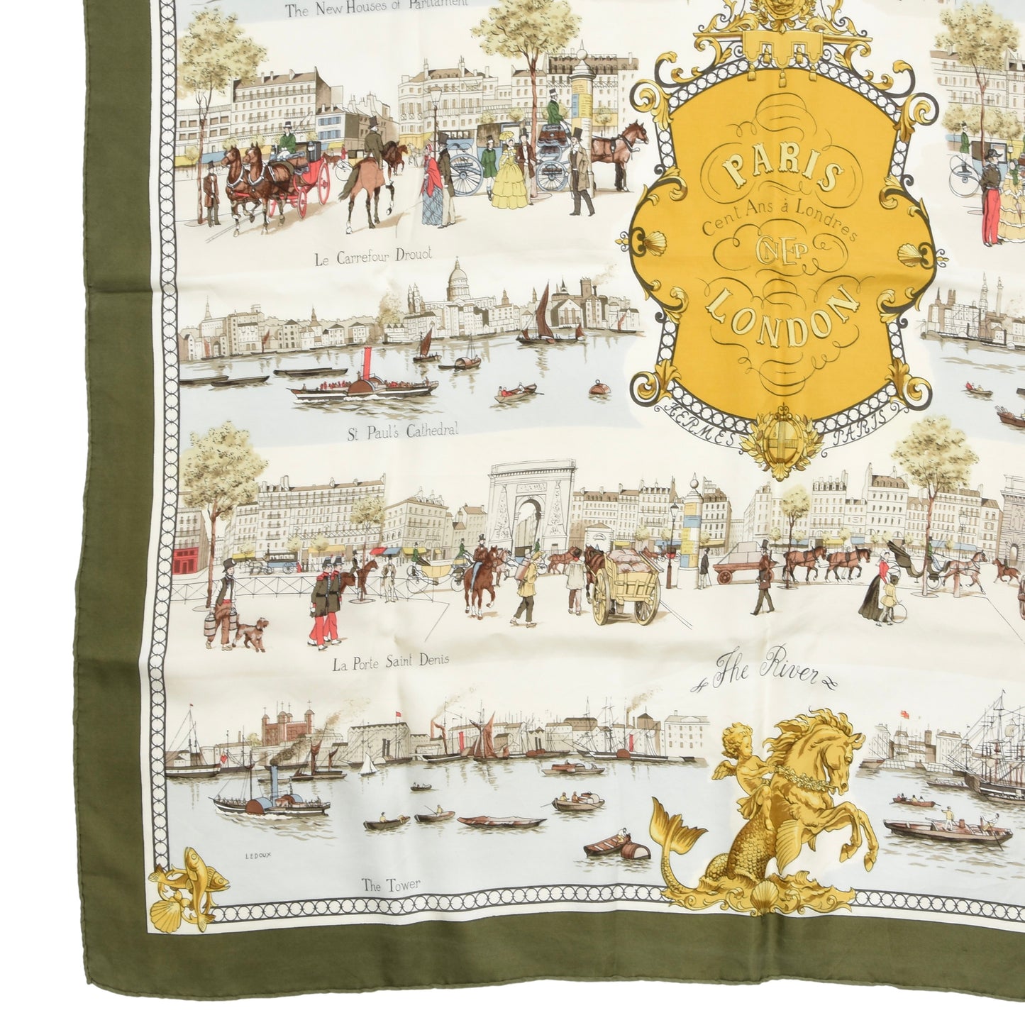 Hermès Paris London-Paris 1850 Philippe Ledoux Silk Scarf