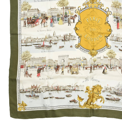 Hermès Paris London-Paris 1850 Philippe Ledoux Silk Scarf