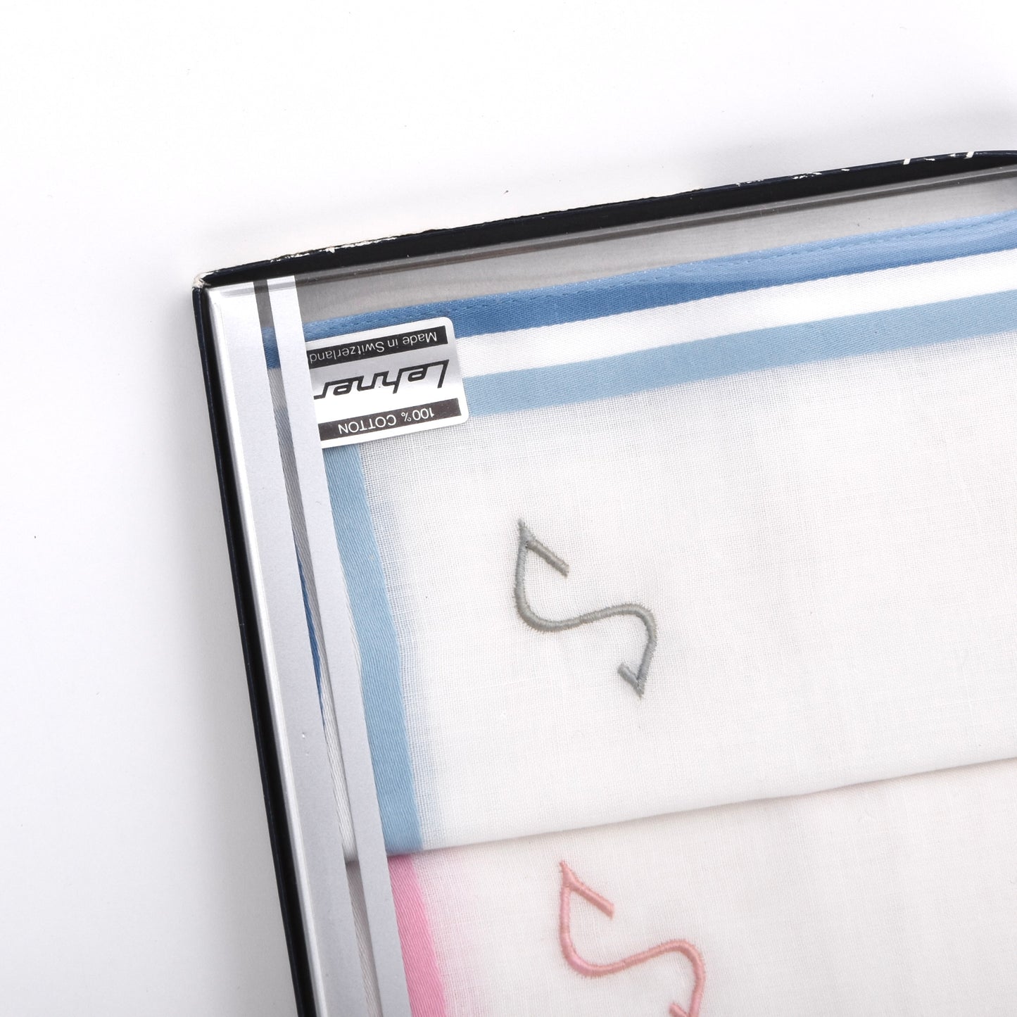 NOS Lehner Switzerland Taschentuch/Einstecktuch Set mit 3 Stück - Monogramm S