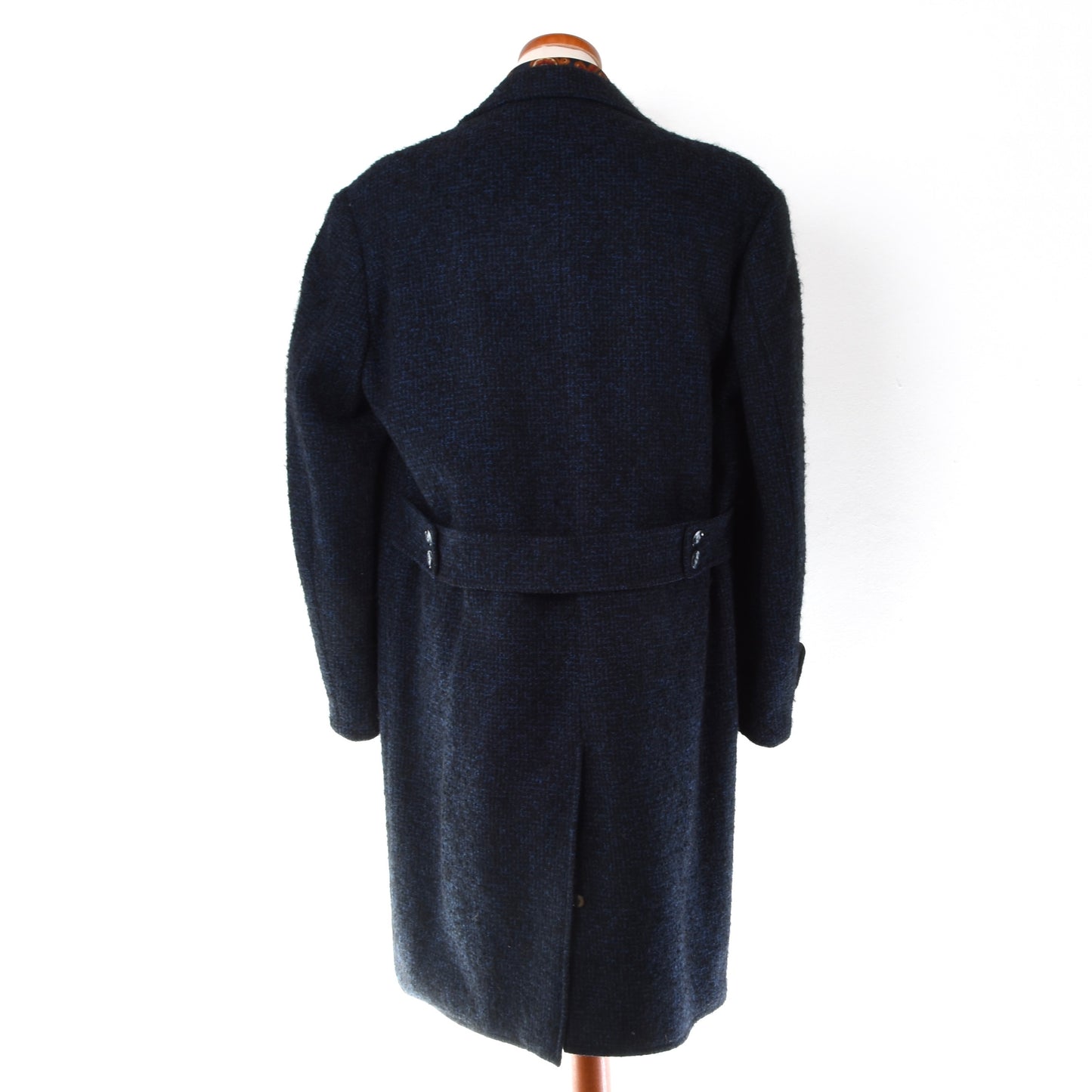 Minarik Handmade Belted Back Overcoat ca. 61cm - Blue & Black