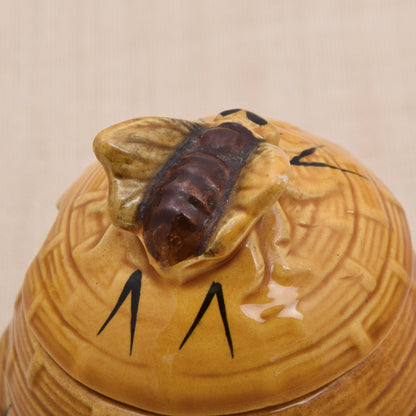 Vintage Keramik-Honigtopf in Bienenkorbform mit Bienen-Deckel
