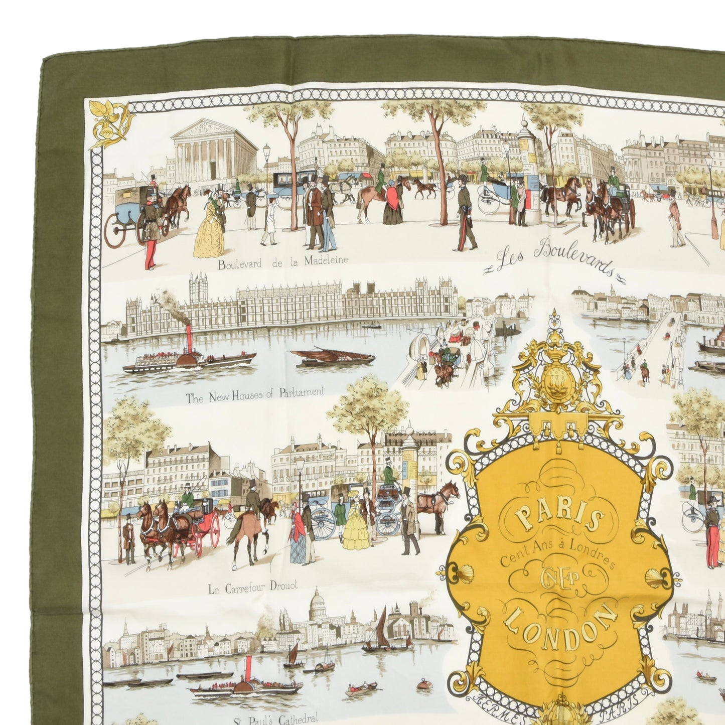 Hermès Paris London-Paris 1850 Philippe Ledoux Silk Scarf