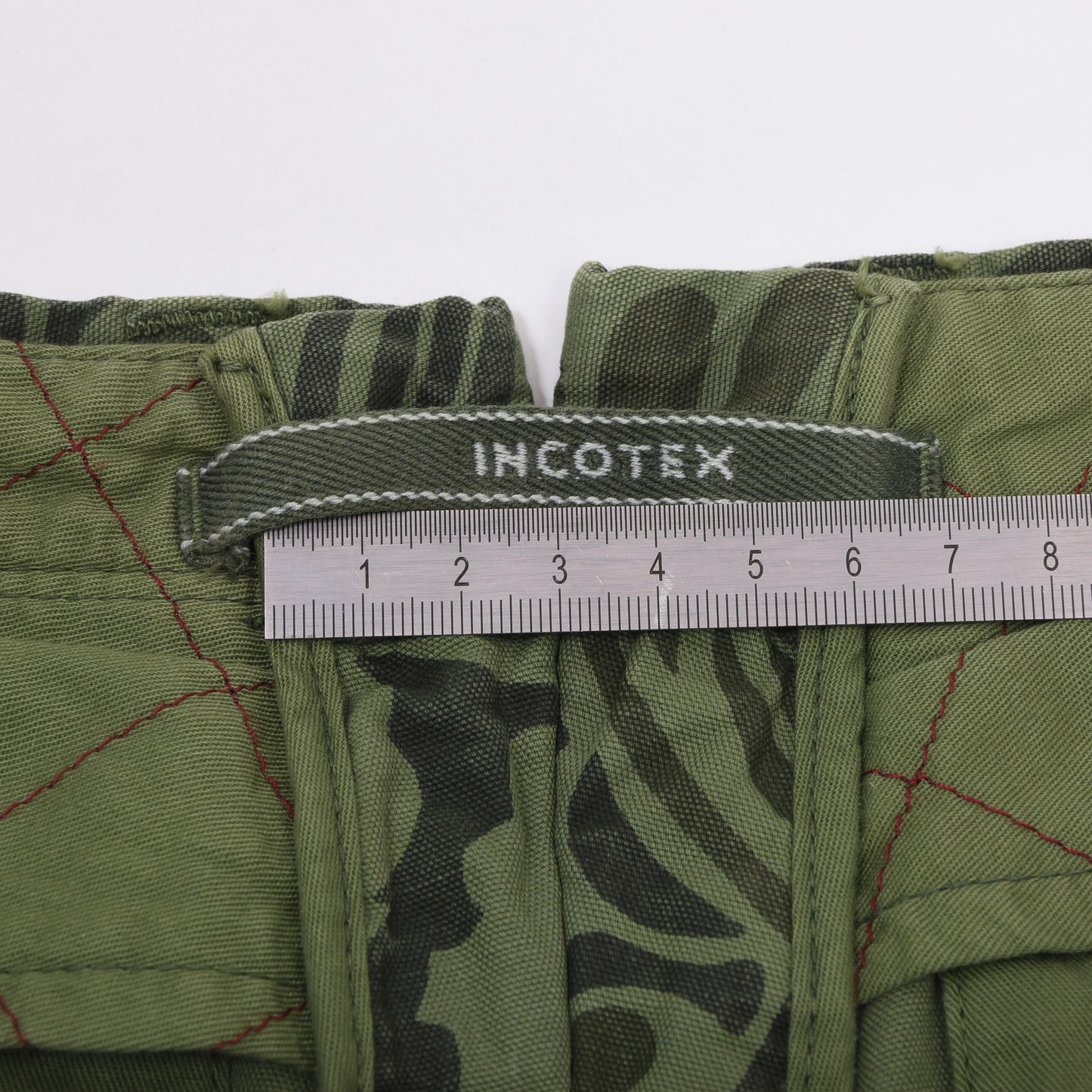 NWT Incotex Cotton Pants Size 30 ca. 38.5cm - Green Floral Print