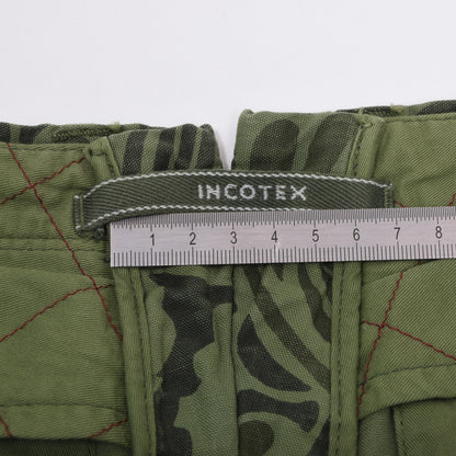 NWT Incotex Cotton Pants Size 30 ca. 38.5cm - Green Floral Print