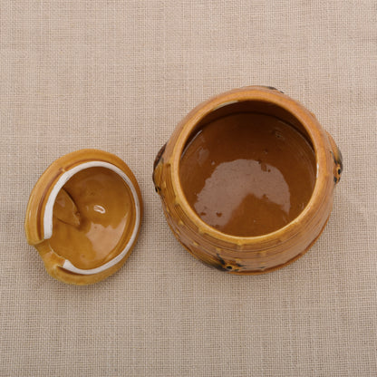 Vintage Keramik-Honigtopf in Bienenkorbform mit Bienen-Deckel