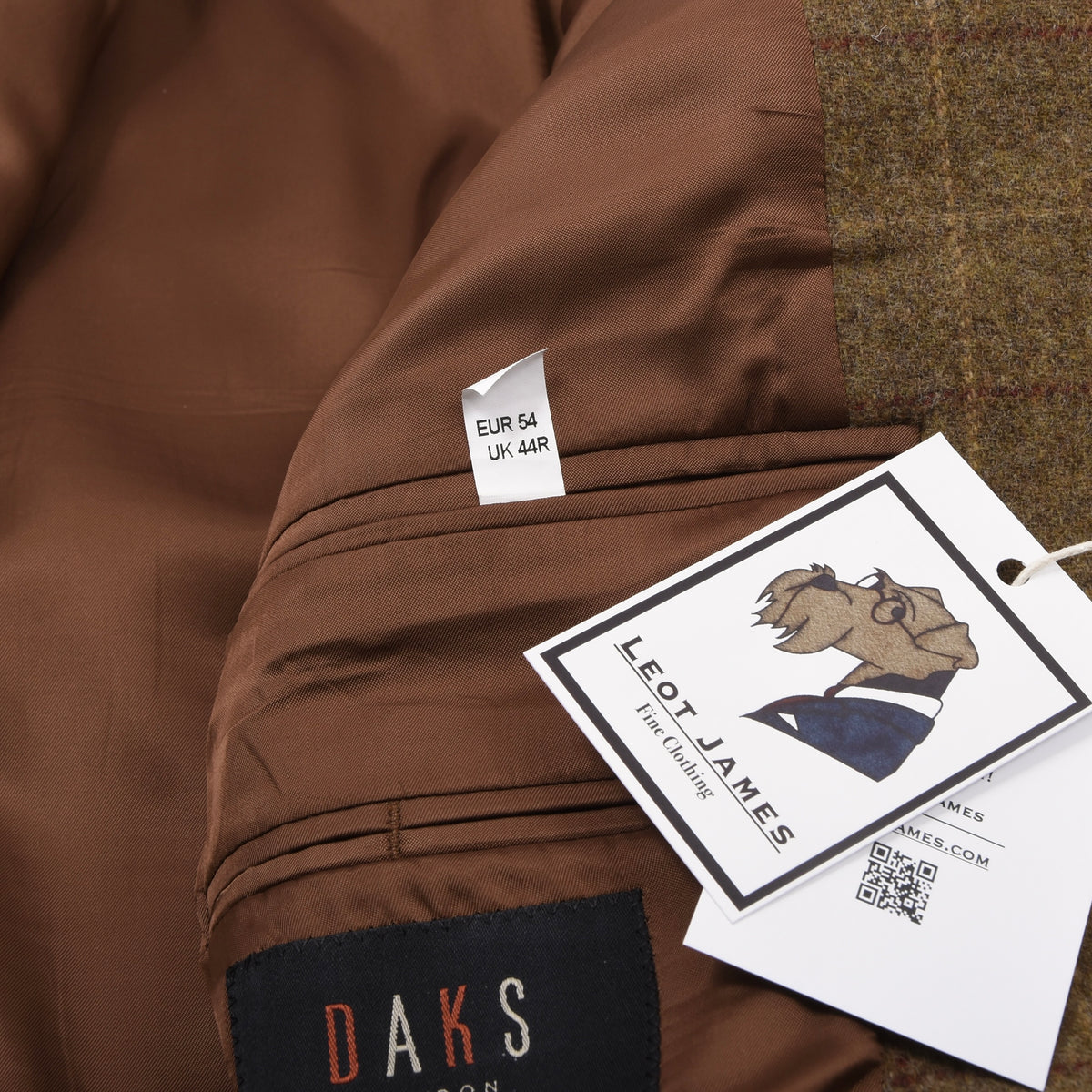 DAKS London 100% Wool Tweed Jacket Size 54 - Windowpane