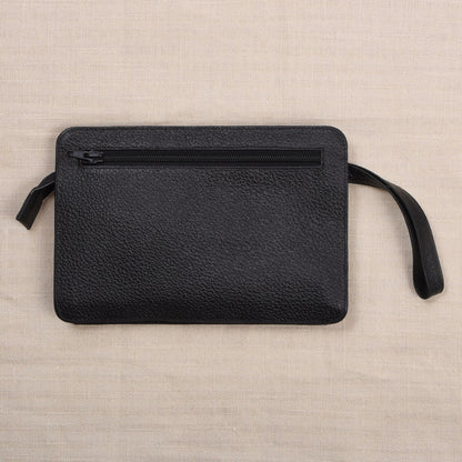 NOS Scotch Grain Leder Reiseetui/Pouch ca. 23.3cm - Schwarz