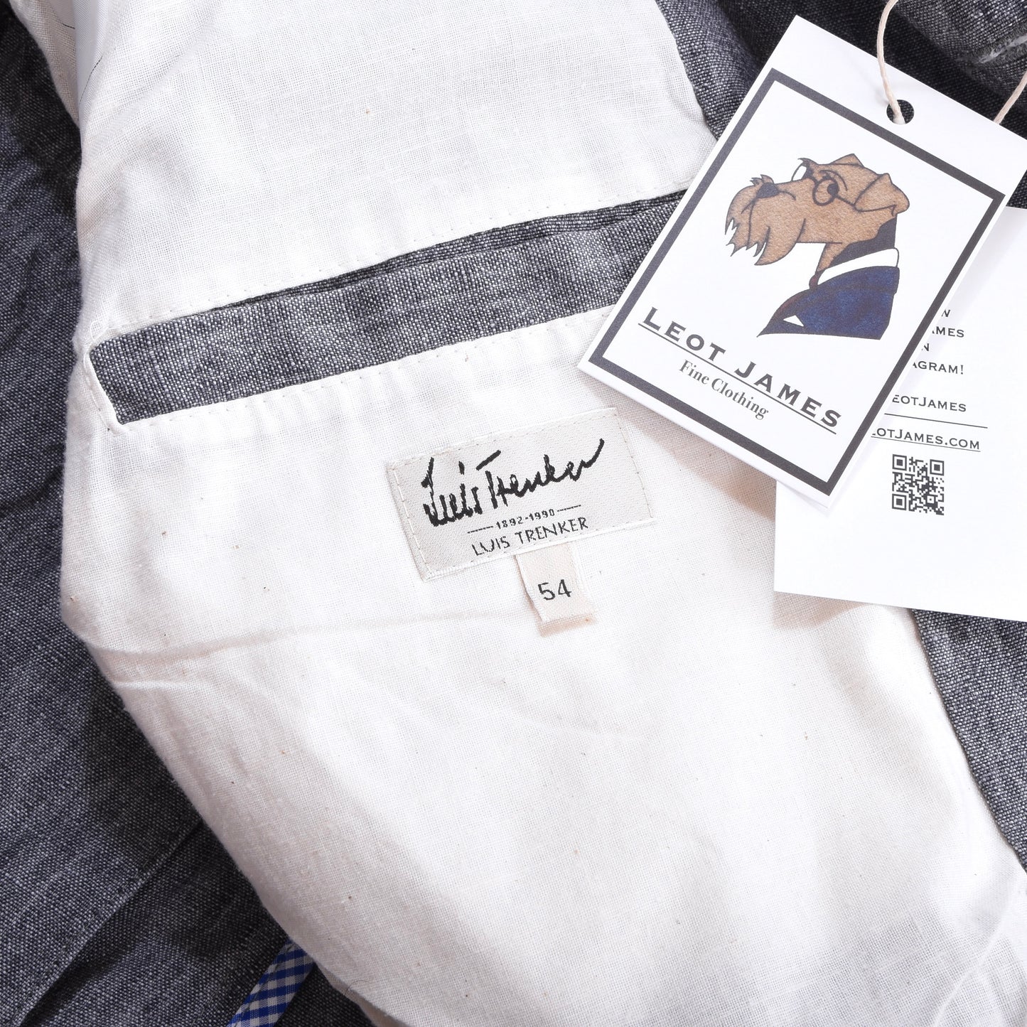 Luis Trenker Cotton Jacket Size 54 Chest ca. 61cm - Blue-Grey