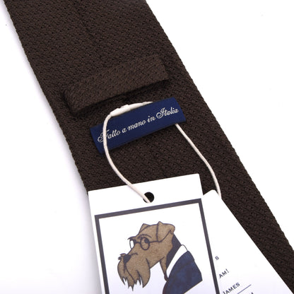 Classic Genadine Grossa Silk Tie Made in Italy - Brown