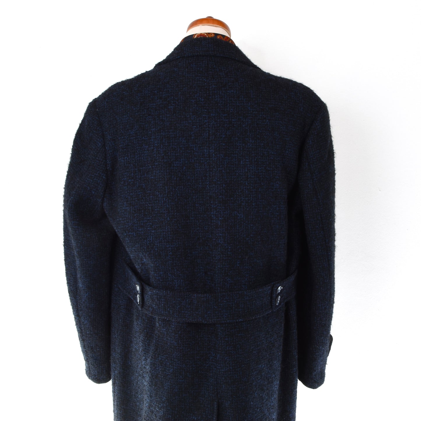 Minarik Handmade Belted Back Overcoat ca. 61cm - Blue & Black