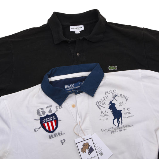 Polo Ralph Lauren & Lacoste 2er-Pack Poloshirts Größe XL ca. 56,5 cm - Schwarz & Weiß