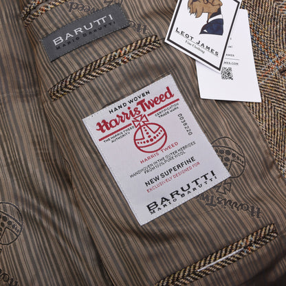 Barutti Harris Tweed Sakko Gr. 28/S46 ca. 62,5cm - Hellbraun Windowpane