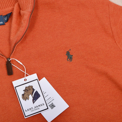 Polo Ralph Lauren 1/4 Zip Pima Cotton Sweater Size XL - Orange
