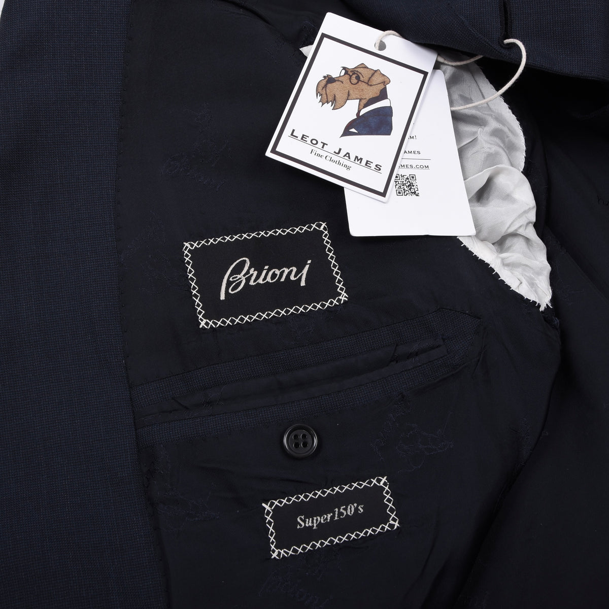 Brioni Super 150s Wolle Maßanfertigung Sakko Made in Italy - Marineblau