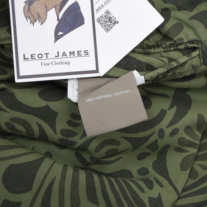 NWT Incotex Cotton Pants Size 30 ca. 38.5cm - Green Floral Print