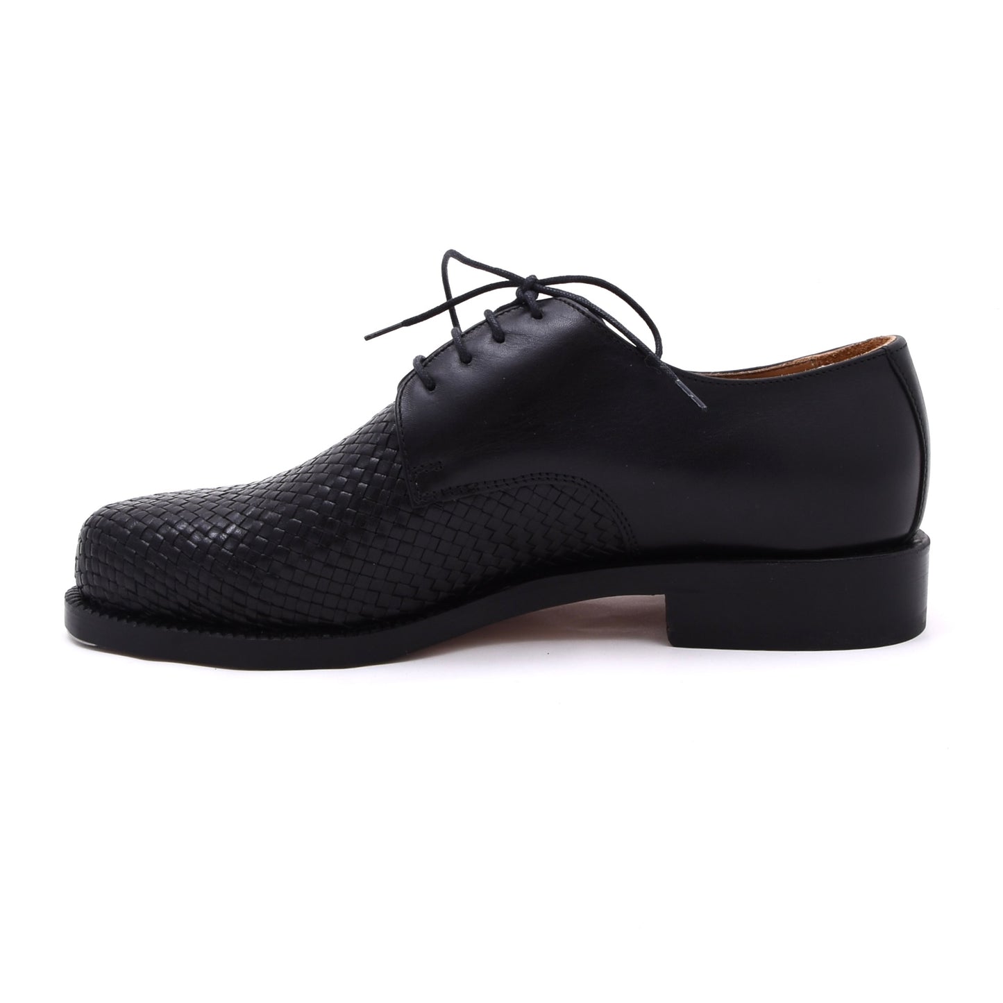 Handmacher Loafers aus gewebtem Leder Größe 6.5 - Schwarz