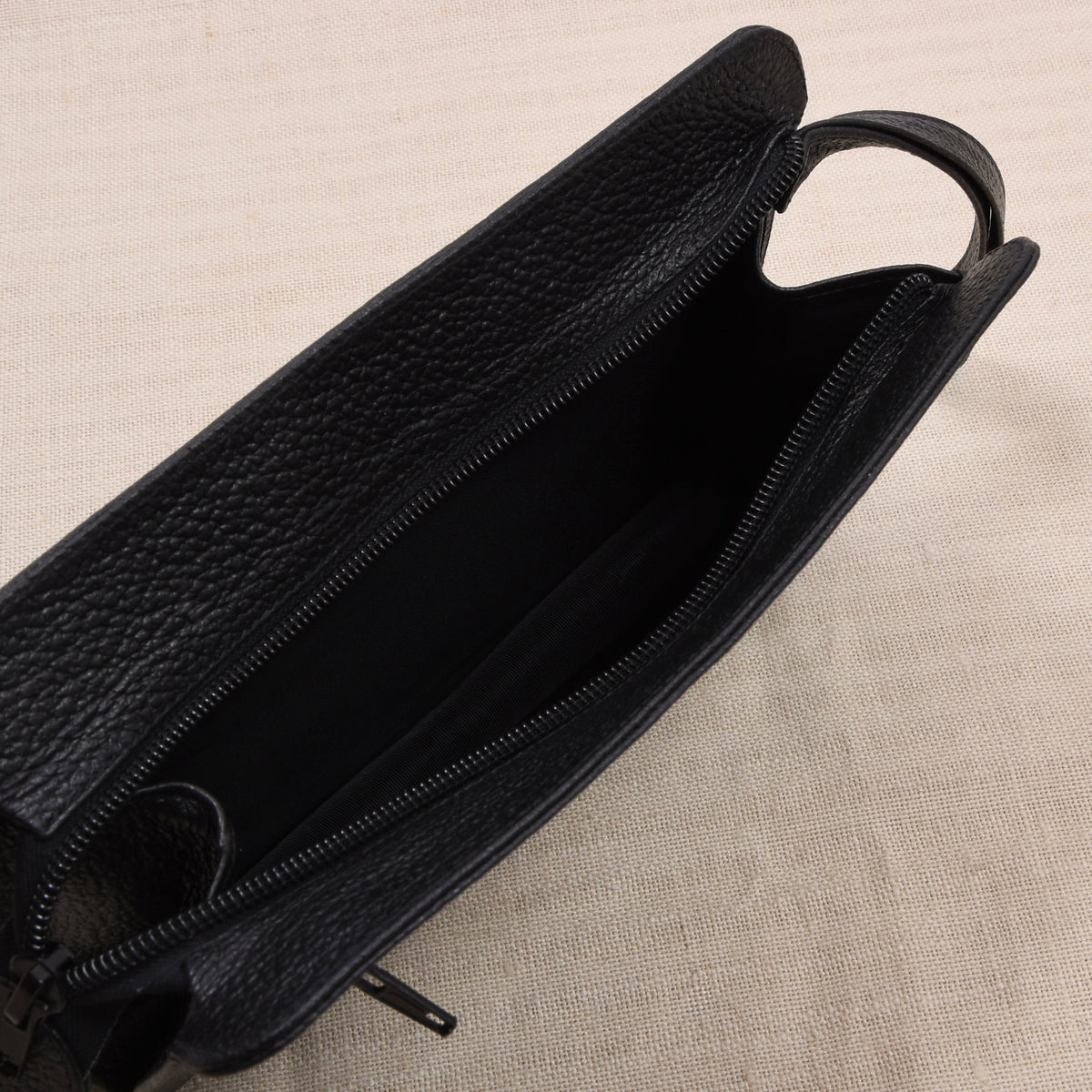 NOS Scotch Grain Leder Reiseetui/Pouch ca. 23.3cm - Schwarz