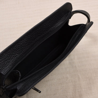 NOS Scotch Grain Leder Reiseetui/Pouch ca. 23.3cm - Schwarz