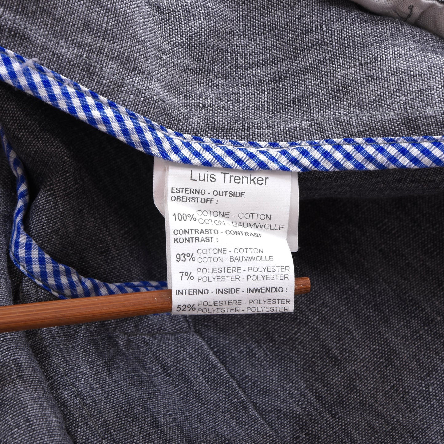 Luis Trenker Cotton Jacket Size 54 Chest ca. 61cm - Blue-Grey