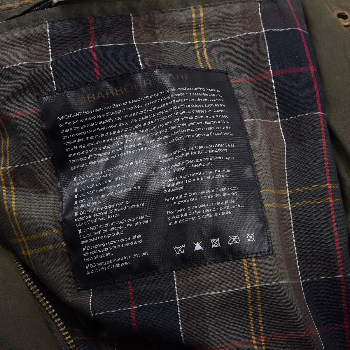 Barbour Waxed Baumwolle Daunen Pufferjacke (Explorer) Gr. M - Green