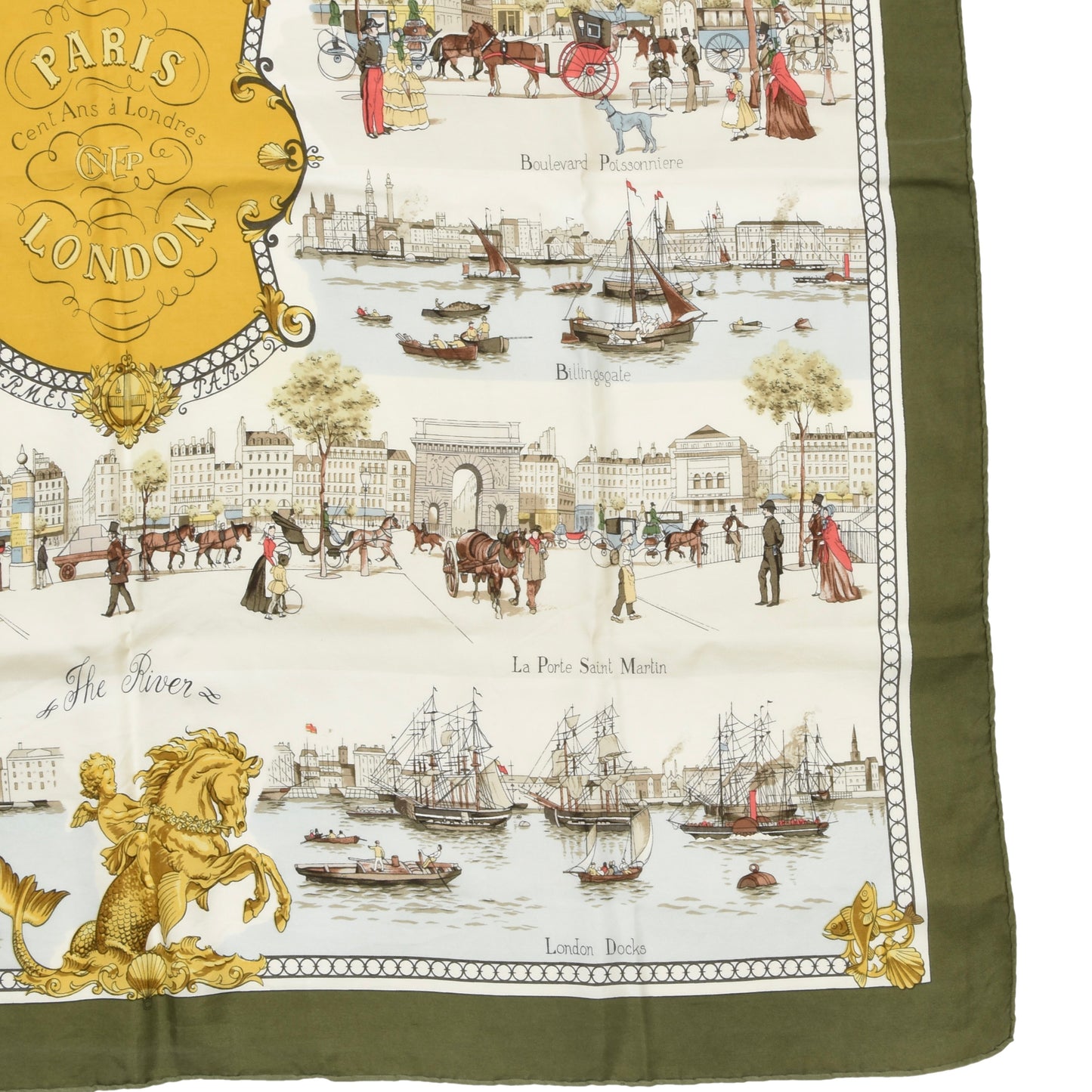 Hermès Paris London-Paris 1850 Philippe Ledoux Silk Scarf