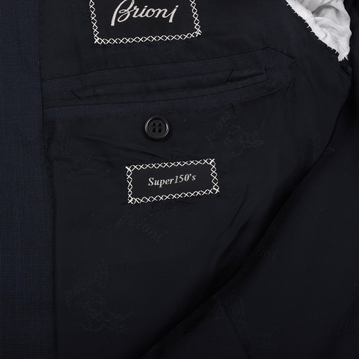 Brioni Super 150s Wolle Maßanfertigung Sakko Made in Italy - Marineblau